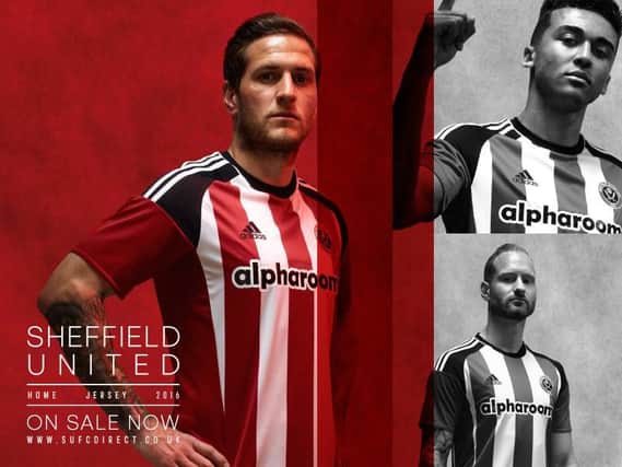 Billy Sharp, Dominic Calvert-Lewin and Matty Done model the new United kit