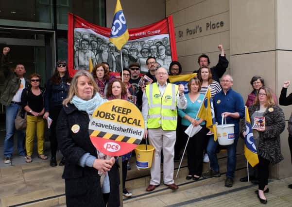The PCS union has been protesting against the Sheffield office closure
