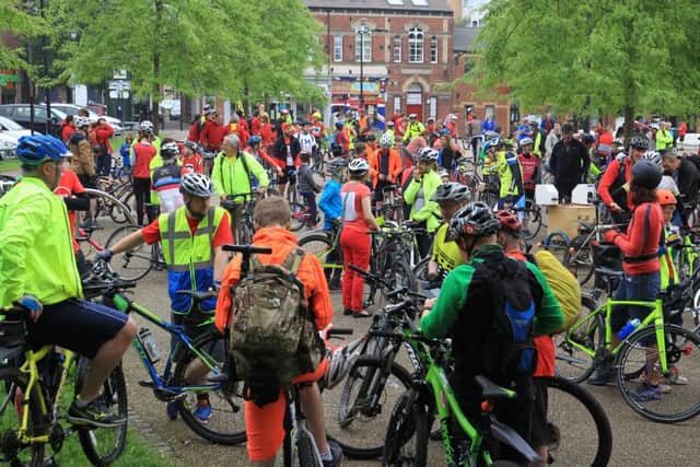 Hundreds of people got on their bikes and took to the streets to call for more Space for Cycling in Sheffield. The ride was organised by CycleSheffield, the local campaigning group for cycle transport. The event was a public demonstration to Sheffield City Council of the need to improve cycling infrastructure and support the Space for Cycling campaign. Photo: Chris Etchells