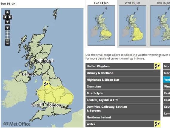 Weather warnings for South Yorkshire are in place for the next two days