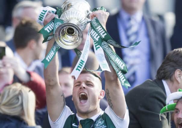 Anthony Stokes lifts the Scottish FA Cup with Hibernian