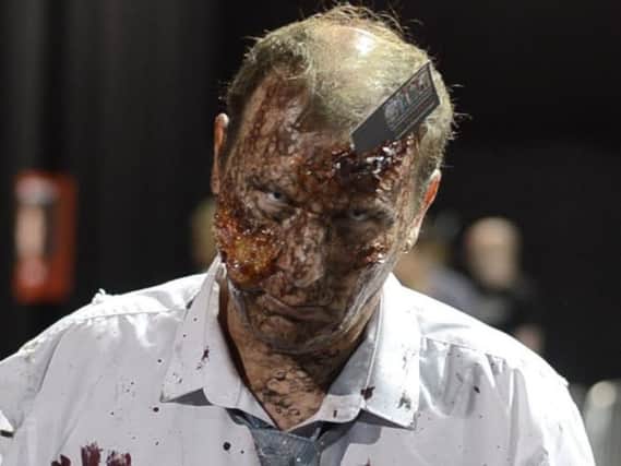A 'zombie' at last year's HorrorConUK 2015.