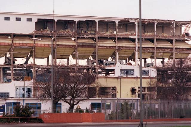 The former Dupont factory, a landmark building on Wheatley Hall Road, Doncaster, for many years, which is slowly disappearing as it is raised to the ground.