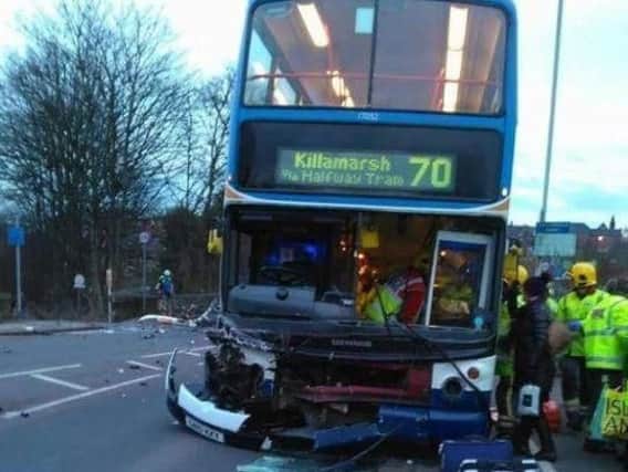 The scene of the Brimington Road bus crash. Picture submitted.