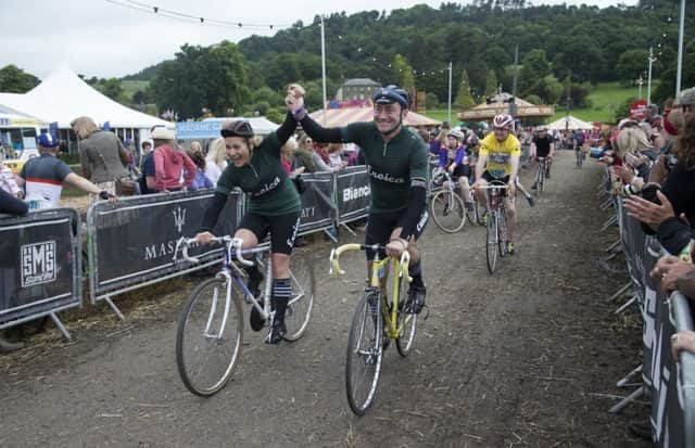 Cyclists on vintage bicycles finish one of the rides at the third Eroica in Bakewell. All Rights Reserved F Stop Press Ltd +44 (0)1335 418365