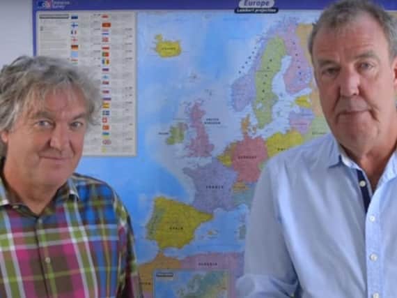 James May and Jeremy Clarkson say Britain should remain in the EU. (Photo: YouTube/Britain Stronger In Europe).