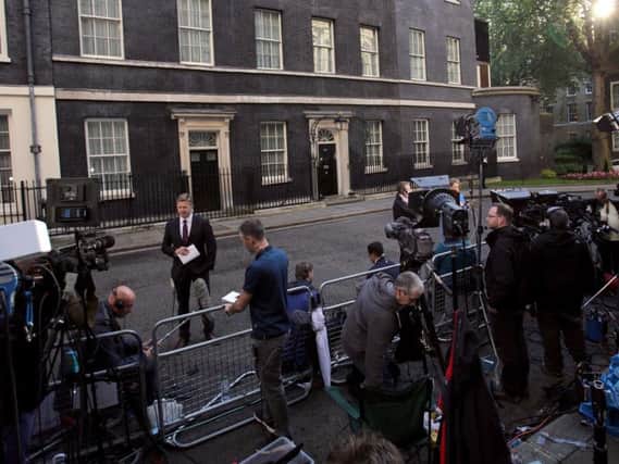 Media gather in Downing Street, London, after Britain voted to leave the European Union in an historic referendum which has thrown Westminster politics into disarray and sent the pound tumbling on the world markets. Photo: PA