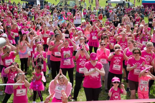 NDFP Race For Life Doncaster 5K Town Fields Doncaster. Warm up