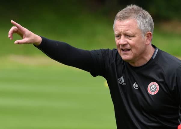 Sheffield United's manager Chris Wilder at a Sheffield United training session. Picture: Andrew Roe