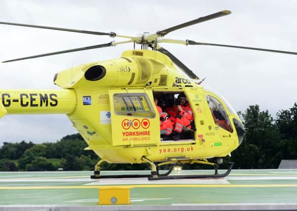 29 June 2016.....The Yorkshire Air Ambulance lands for the first time on the new Â£2m helipad which has opened at Sheffield's Northern General Hospital. Picture Scott Merrylees