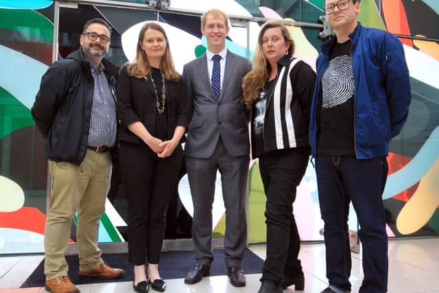 Sheffield is putting in a bid to host the Great Exhibition of the North in 2018. Pictured are representatives from the Sheffield Culture Consortium are Nick Bax from Human, Councillor Mike Drabble, Kim Streets Chief Executive of Museums Sheffield, Dan Bates, Chief Executive of Sheffield Theatres, and Professor Vanessa Toulmin. Photo: Chris Etchells