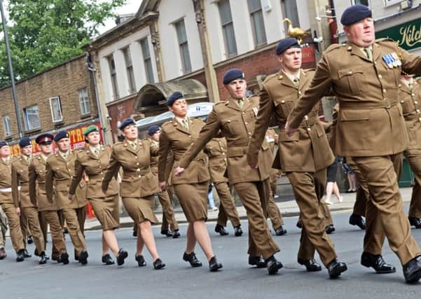 THe Armed Forces Day Parade makes its way up Wood Street.  Picture: Marie Caley NDFP Armed Forces Day MC 5