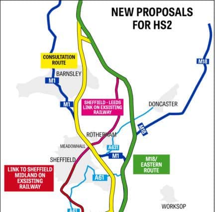 Map of proposed new route through South Yorkshire