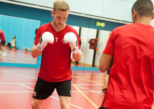 Sheffield United players in pre-season traing at EIS in Sheffield George Long