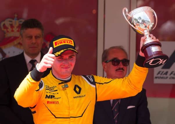 Barnsley's Oliver Rowland  gained a third-place finish in the main feature race of the championship round 2 on the streets of Monaco.