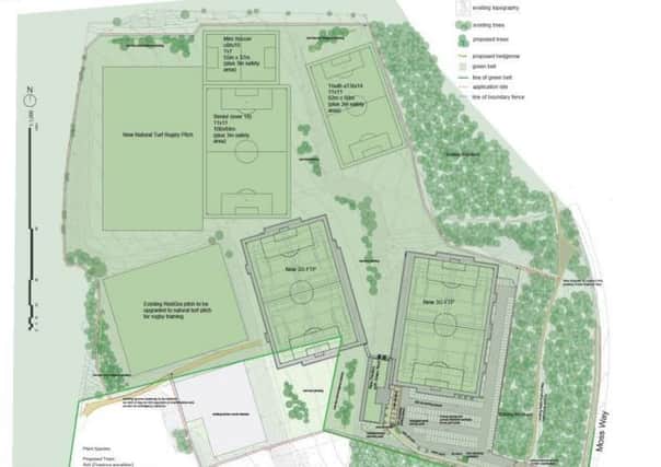 The planned pitches at the FA hub on part the former site of Westfield School. The development includes two 3G floodlit pitches