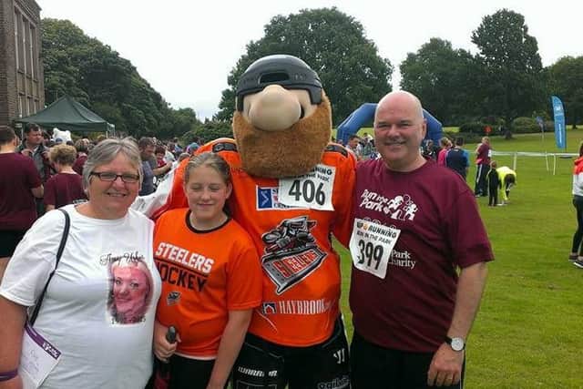 Amy's mum and Steeler Dan were amongs those doing the charity run today