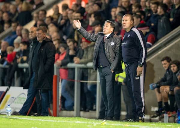 FC United vs Chesterfield - Dean Saunders and Mark Crossley - Pic By James Williamson