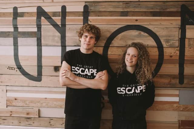 The Great Escape Game duo, Aaron Giles and Hannah Duraid. Picture: www.jesspetrie.com