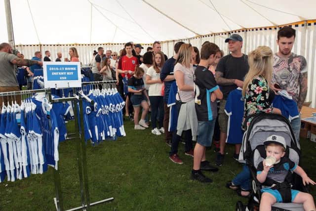 More queues inside Hillsborough Park where fans lined up to get their hands on the new Sheffield Wednesday kit. PIC: Glenn Ashley