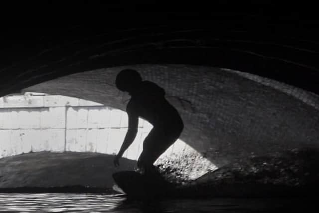 Brad Beech rides the waterways underneath Sheffield