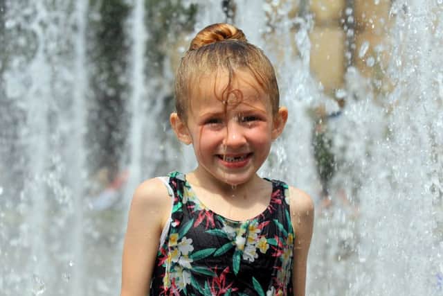 Fun in the sun at the Peace Gardens in Sheffield. Pictured is Ella Boucher, six.