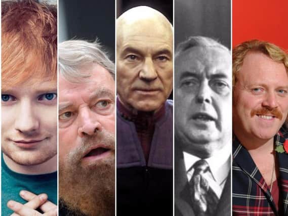Just some of the famous Yorkshire folk who have helped put the county on the map. (left to right singer Ed Sheeran, actors Brian Blessed and Patrick Stewart, former Prime Minister Harold Wilson and TV star Keith Lemon).
