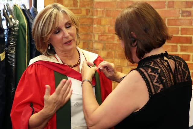Lesley Garrett fitted for graduation gown