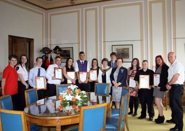 Graduates fo SY Fire and Rescue with Prince's Trust programme at Barnsley Town Hall