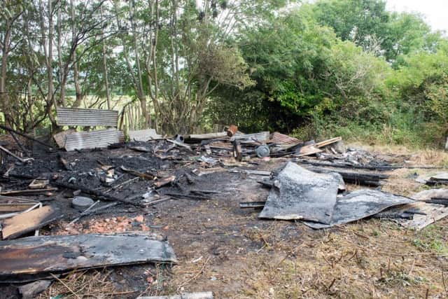 The charred remains of the allotment