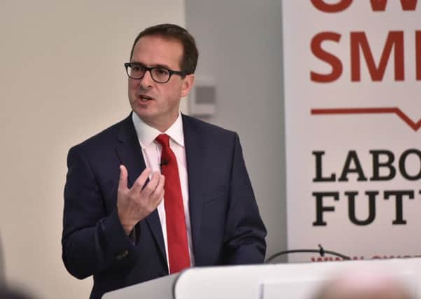Owen Smith, Labour MP for Pontypridd and contender for the Labour leadership, sets out his campaign aims at the Advanced Manufacturing Centre near Sheffield, Yorks., July 27 2016.