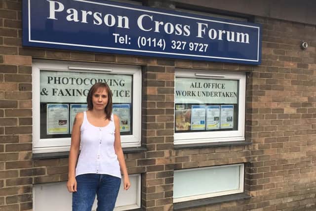 Louise Askew outside the Parson Cross community forum