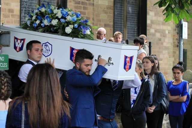 The funeral of Thomas Bothamley took place at St Albans, Wickersley. Thomas died of a heart condition on Friday, July 8 - mirroring the tragic death of his young father, Ryan Bothamley, who was just 15 when he died of sudden adult death syndrome in 2002, before Thomas was born.
