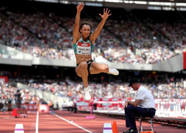 Jessica Ennis-Hill in action in the Women's Long Jump during day two of the Anniversary Games at the Olympic Stadium, Queen Elizabeth Olympic Park, London.