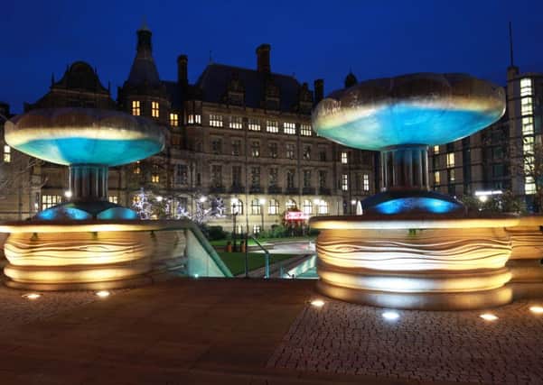 Attractive: Sheffields Peace Gardens and Town Hall at night  but how should the entire region promote itself? Picture: Chris  Etchells