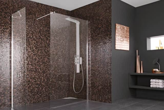 The Synergy Corner Wet Room Panel with straight bracing bracket, end panel and angle bracing bracket, Moments shower column, from 350, available from Ideal Standard, visit ideal-standard.co.uk for nearest stockist. Picture credit: PA Photo/Handout.