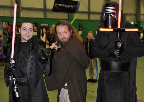 Andy McGauley, Neo Williams and Simon Blakemore from Wigan at Wigan Comic Con at Robin Park Arena