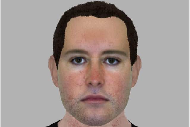 An E-fit of the man who exposed himself to two young girls.