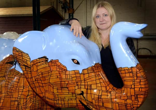 Editor Nancy Fielder with The Star's Herd of Sheffield elephant