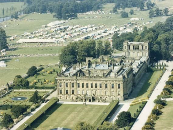 An aerial view of the first Chatsworth Country Fair in 1981