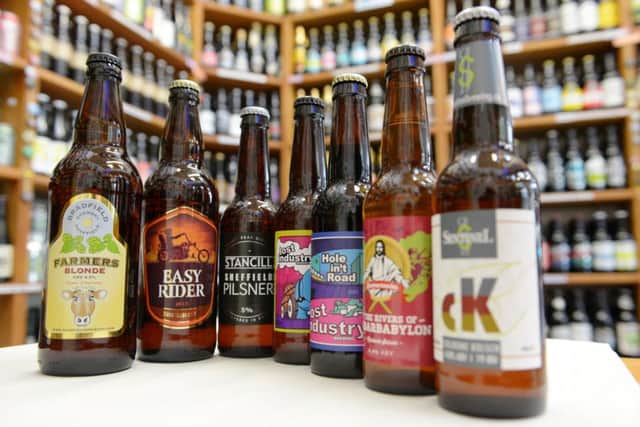 Sheffield-made beers on sale at Beer Central, made by Bradfield Brewery, Kelham Island Brewery, Stancill Brewery, Lost Industry, Emannuales and Sentinal Brewery.