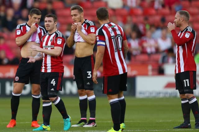 Sheffield Utd players seem shell shocked after the third first half goal