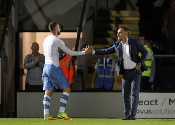 Carlos Carvalhal with Daniel Pudil at the final whistle