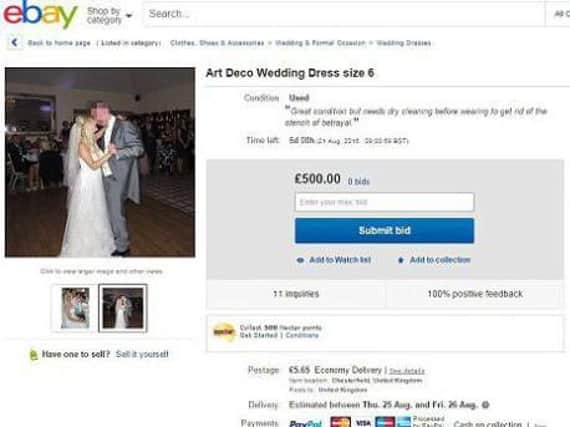 The eBay listing for Samantha Wragg's wedding dress. (Photo: eBay).