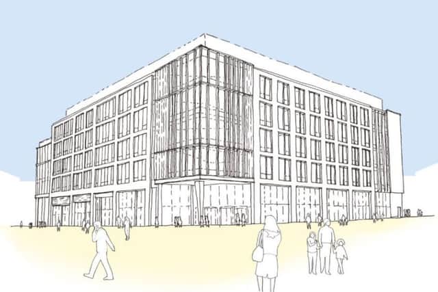 An indicative drawing of the office planned for phase one of Sheffield Retail Quarter.