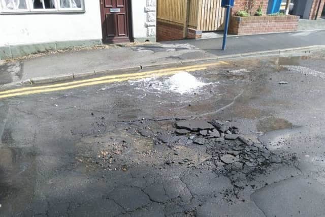 Flooding caused by a burst water main in Commonside, Crookesmoor, Sheffield.