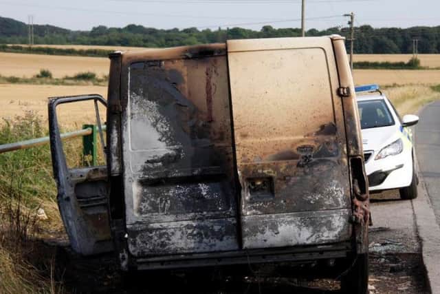 Firefighters were called to Stainton after flames from a van fire spread to a field
Picture: South Yorkshire Fire and Rescue