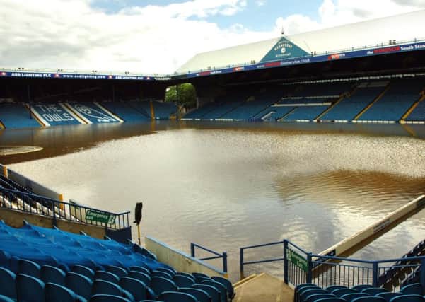 Flooding at Hillsborough, home of Sheffield Wednesday FC.
