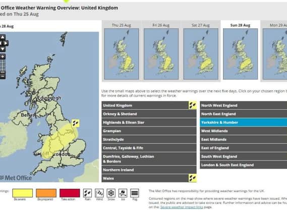Met Office weather warnings are in place for the next few days