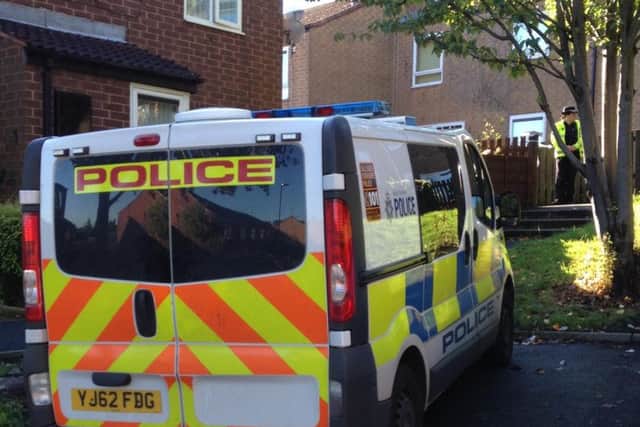 A police van outside the property in Walkley.